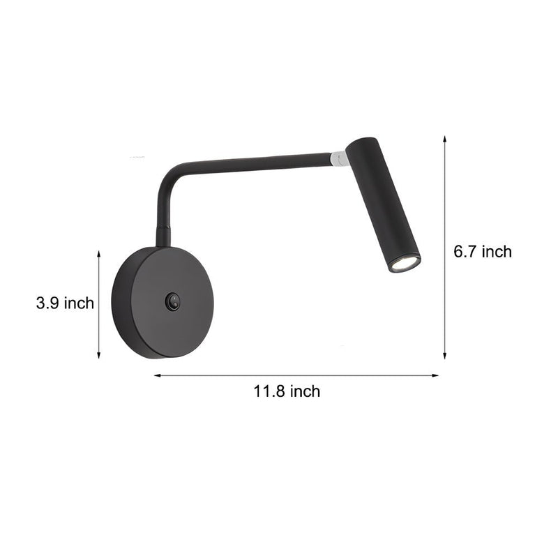 Adjustable Black & White Tube LED Swing Arm Wall Light - Modern Wall-Mounted Spotlight Sconce for Bedroom & Living Room