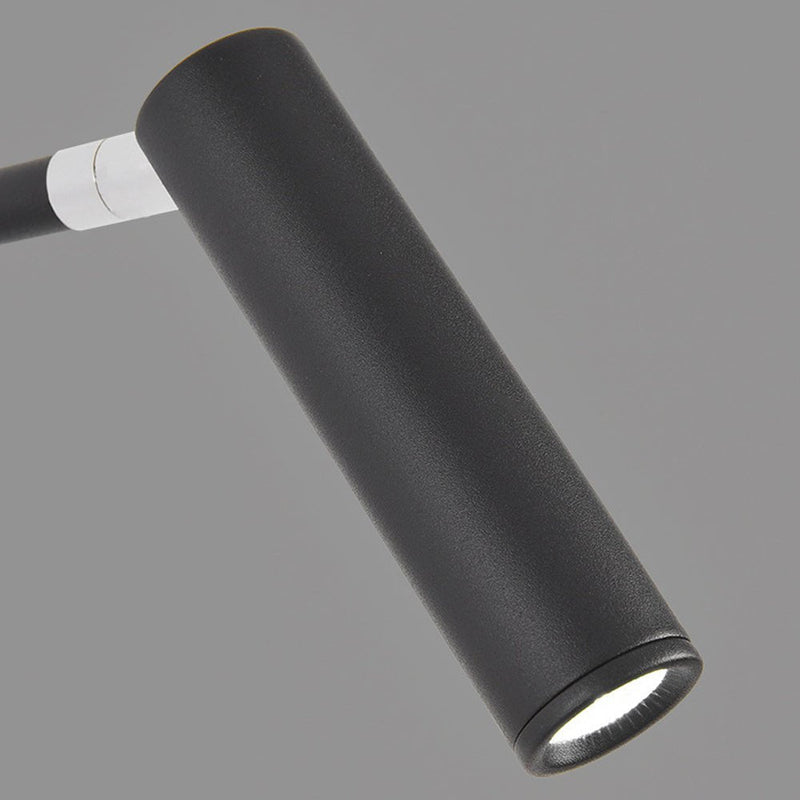 Adjustable Black & White Tube LED Swing Arm Wall Light - Modern Wall-Mounted Spotlight Sconce for Bedroom & Living Room