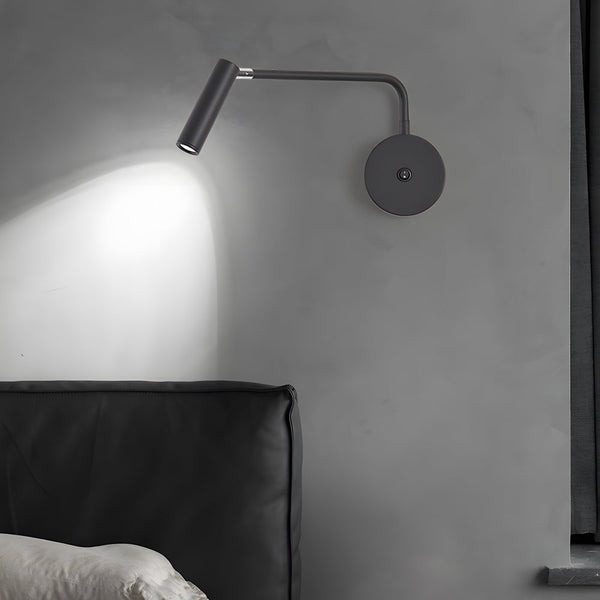 Adjustable Black & White Tube LED Swing Arm Wall Light - Modern Wall-Mounted Spotlight Sconce for Bedroom & Living Room