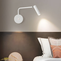 Adjustable Black & White Tube LED Swing Arm Wall Light - Modern Wall-Mounted Spotlight Sconce for Bedroom & Living Room