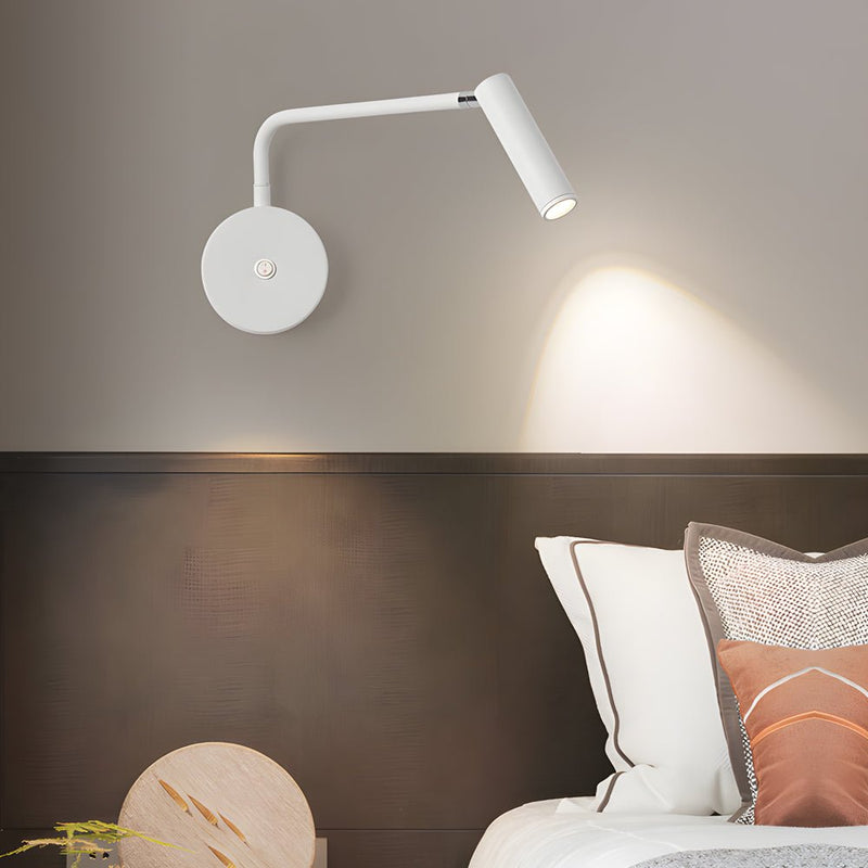 Adjustable Black & White Tube LED Swing Arm Wall Light - Modern Wall-Mounted Spotlight Sconce for Bedroom & Living Room