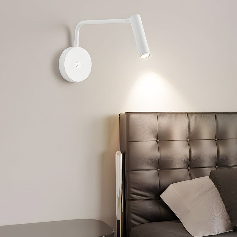 Adjustable Black & White Tube LED Swing Arm Wall Light - Modern Wall-Mounted Spotlight Sconce for Bedroom & Living Room
