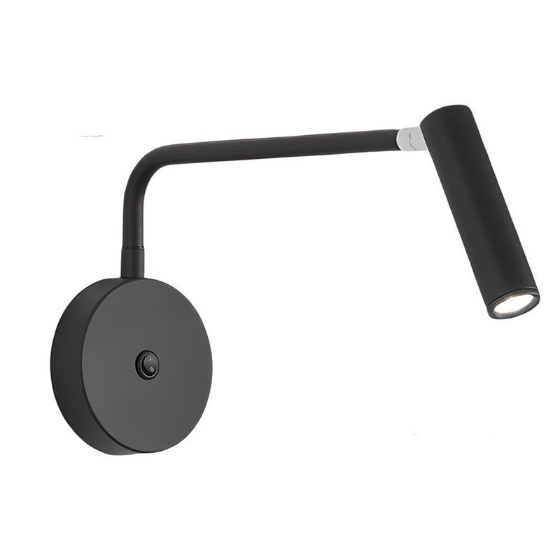 Adjustable Black & White Tube LED Swing Arm Wall Light - Modern Wall-Mounted Spotlight Sconce for Bedroom & Living Room