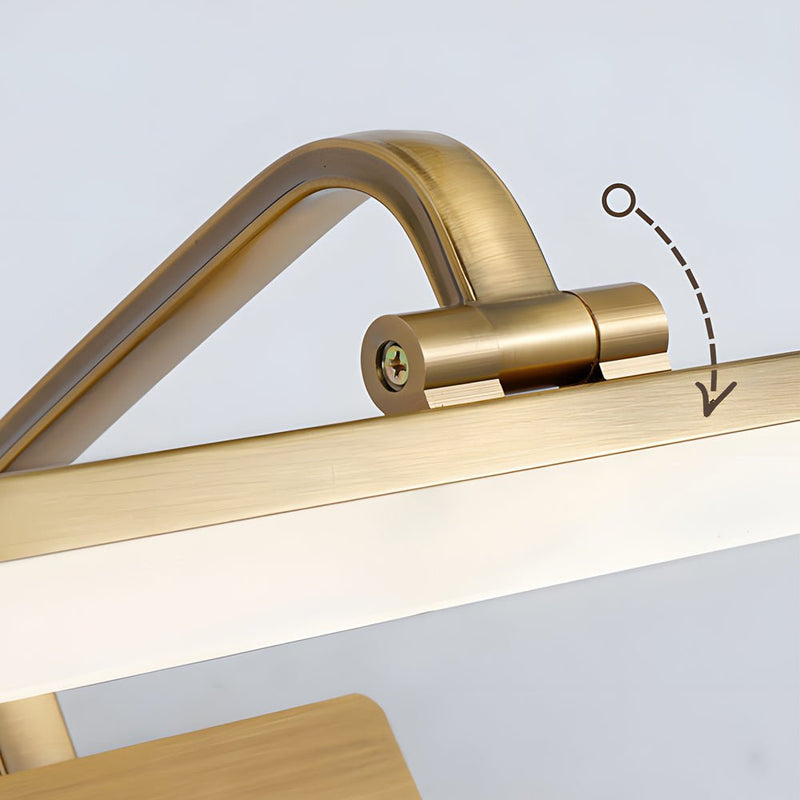 Elegant Brass Linear LED Bathroom Vanity Light - Curved Rod Design Mirror Fixture for Modern Home Decor