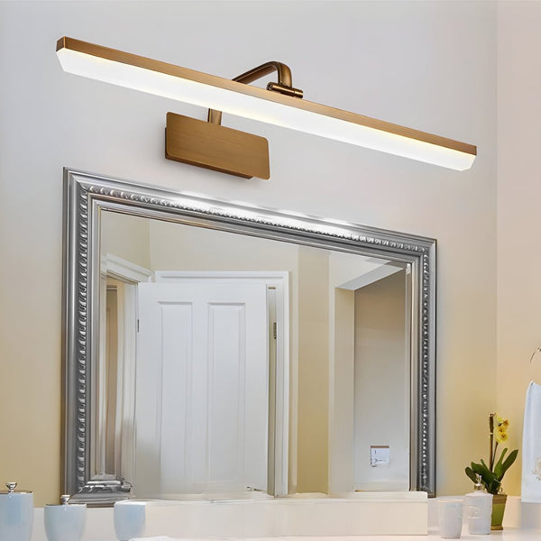 Elegant Brass Linear LED Bathroom Vanity Light - Curved Rod Design Mirror Fixture for Modern Home Decor