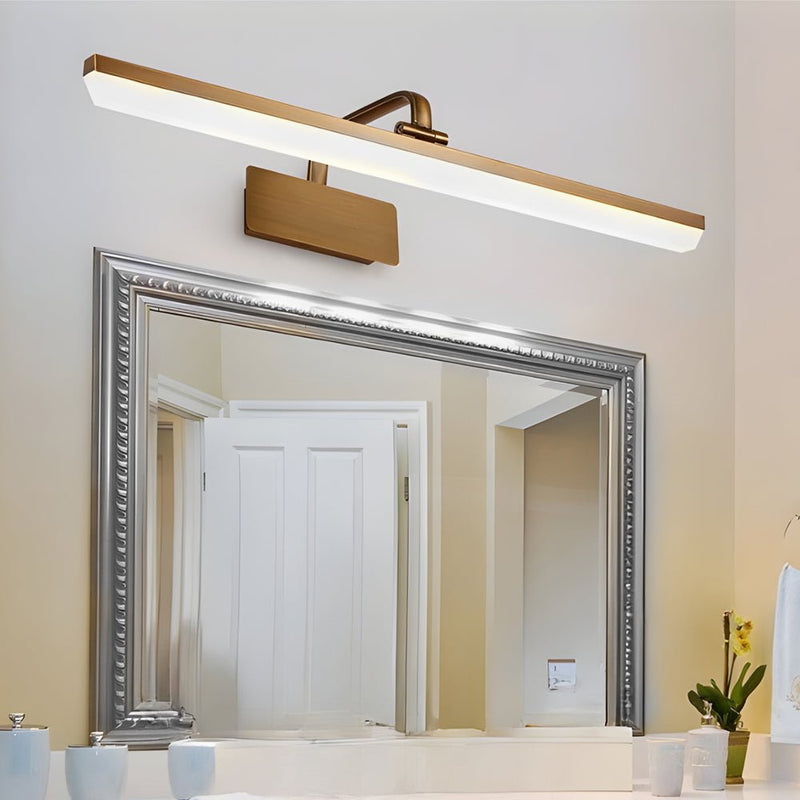 Elegant Brass Linear LED Bathroom Vanity Light - Curved Rod Design Mirror Fixture for Modern Home Decor