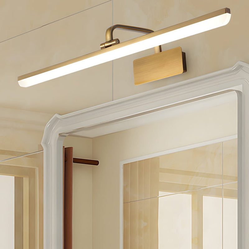 Elegant Brass Linear LED Bathroom Vanity Light - Curved Rod Design Mirror Fixture for Modern Home Decor