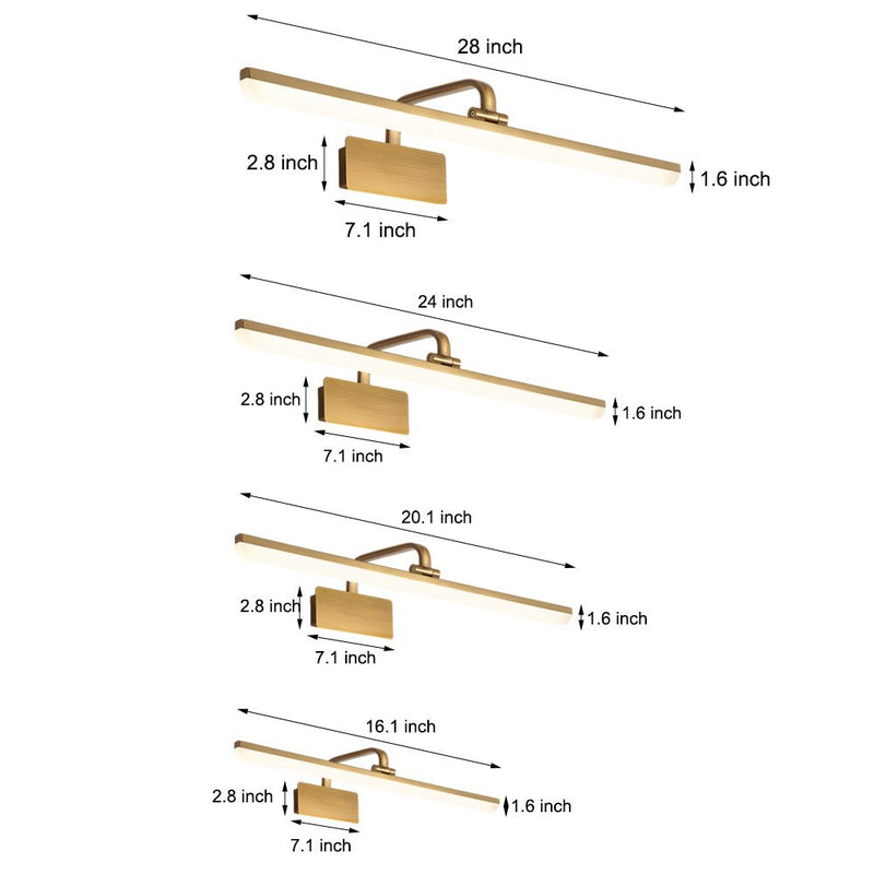 Elegant Brass Linear LED Bathroom Vanity Light - Curved Rod Design Mirror Fixture for Modern Home Decor