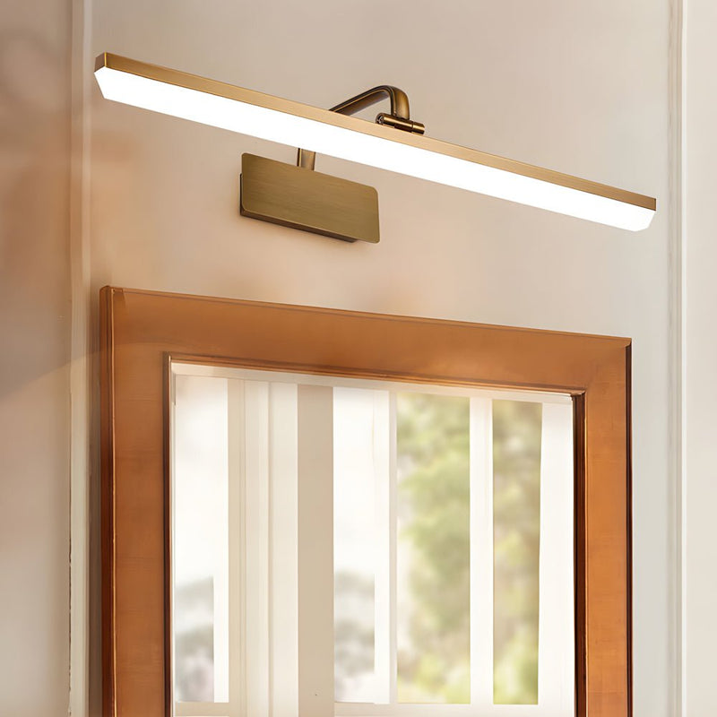 Elegant Brass Linear LED Bathroom Vanity Light - Curved Rod Design Mirror Fixture for Modern Home Decor