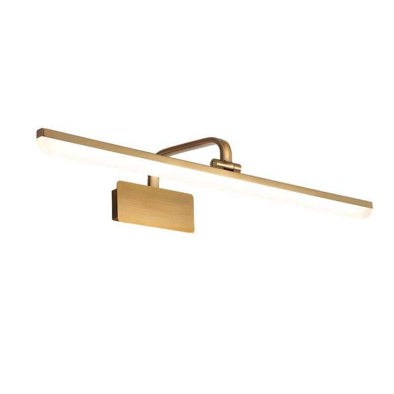 Elegant Brass Linear LED Bathroom Vanity Light - Curved Rod Design Mirror Fixture for Modern Home Decor