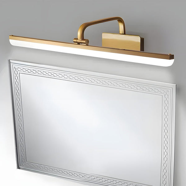 Elegant Brass Linear LED Bathroom Vanity Light - Curved Rod Design Mirror Fixture for Modern Home Decor