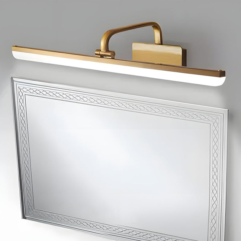 Elegant Brass Linear LED Bathroom Vanity Light - Curved Rod Design Mirror Fixture for Modern Home Decor