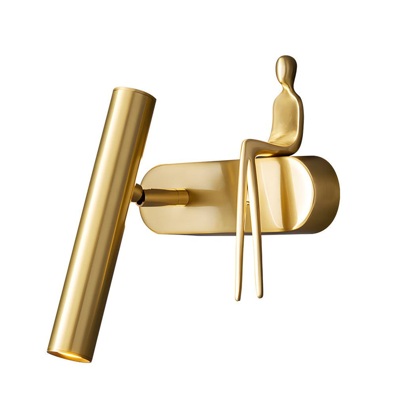 Adjustable Brass Villain Wall Lamp - 1-Light LED Spotlight for Modern Home Decor