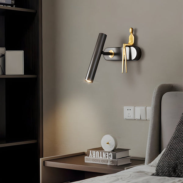 Adjustable Brass Villain Wall Lamp - 1-Light LED Spotlight for Modern Home Decor