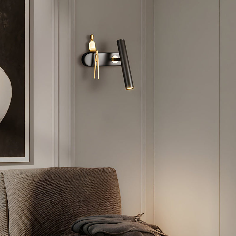 Adjustable Brass Villain Wall Lamp - 1-Light LED Spotlight for Modern Home Decor
