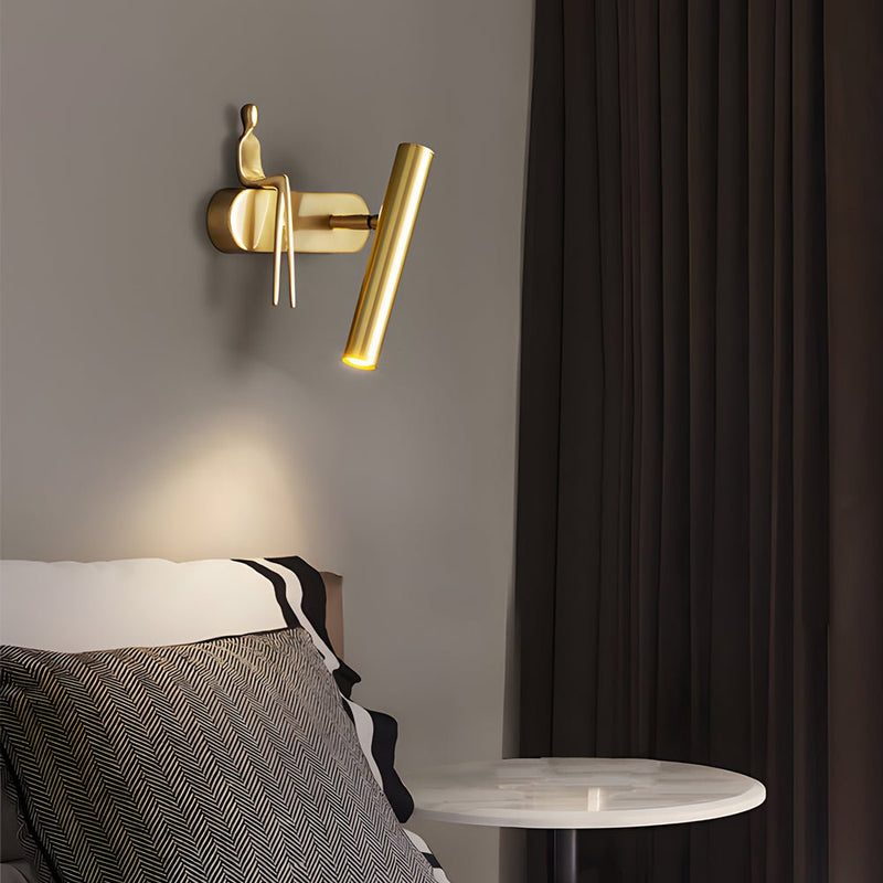 Adjustable Brass Villain Wall Lamp - 1-Light LED Spotlight for Modern Home Decor