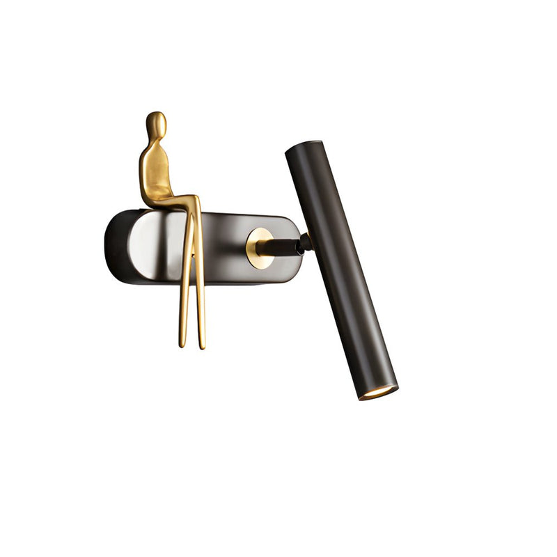 Adjustable Brass Villain Wall Lamp - 1-Light LED Spotlight for Modern Home Decor