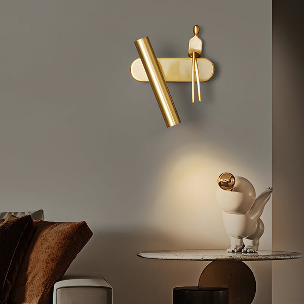 Adjustable Brass Villain Wall Lamp - 1-Light LED Spotlight for Modern Home Decor