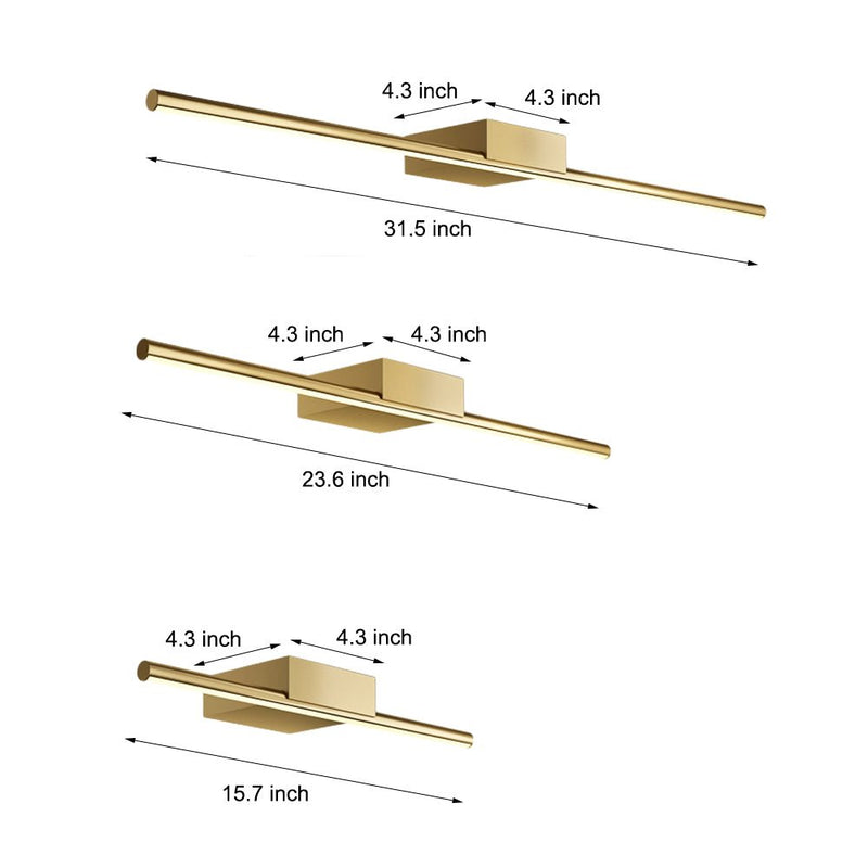 Modern Brushed Brass Linear LED Vanity Light - Slim Cylinder Design for Elegant Bathroom Lighting