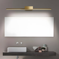 Modern Brushed Brass Linear LED Vanity Light - Slim Cylinder Design for Elegant Bathroom Lighting