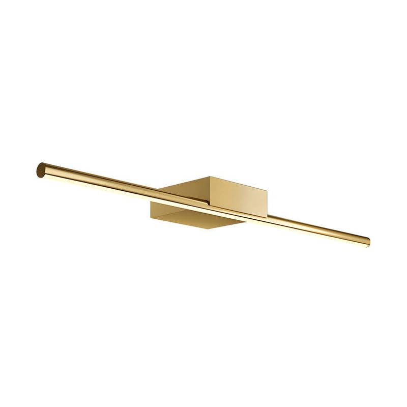 Modern Brushed Brass Linear LED Vanity Light - Slim Cylinder Design for Elegant Bathroom Lighting