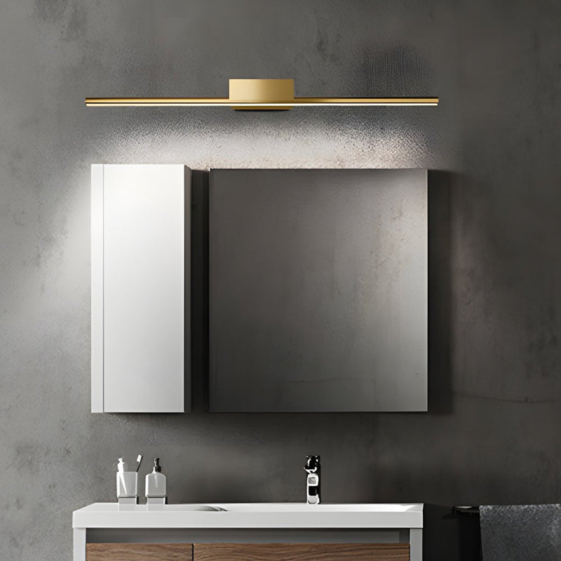 Modern Brushed Brass Linear LED Vanity Light - Slim Cylinder Design for Elegant Bathroom Lighting