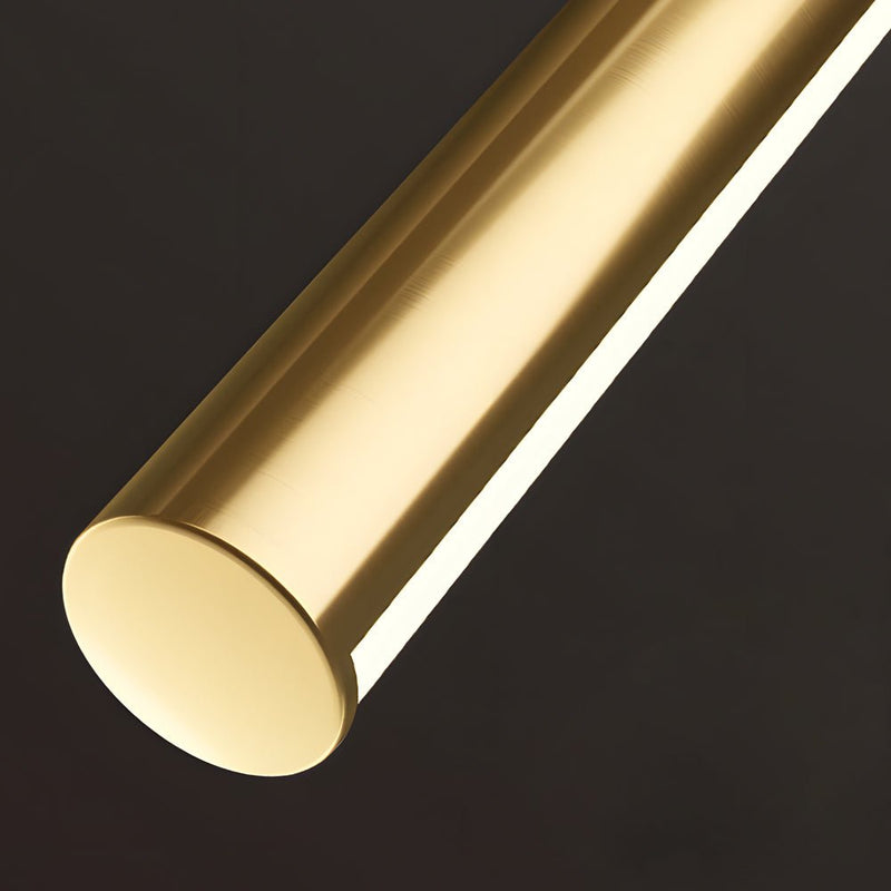 Modern Brushed Brass Linear LED Vanity Light - Slim Cylinder Design for Elegant Bathroom Lighting