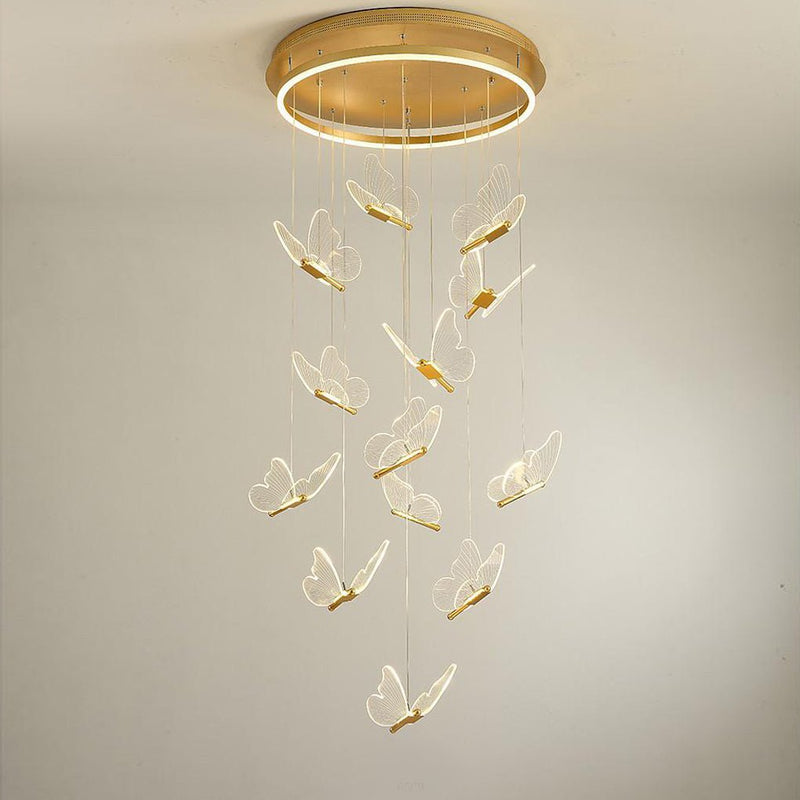 Butterfly Shaped LED Pendant Light - Acrylic & Metal Island Ceiling Fixture for Living Room