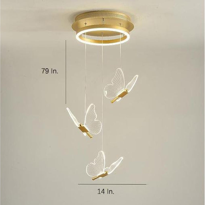 Butterfly Shaped LED Pendant Light - Acrylic & Metal Island Ceiling Fixture for Living Room