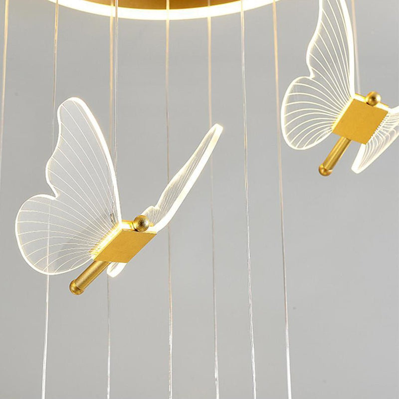 Butterfly Shaped LED Pendant Light - Acrylic & Metal Island Ceiling Fixture for Living Room