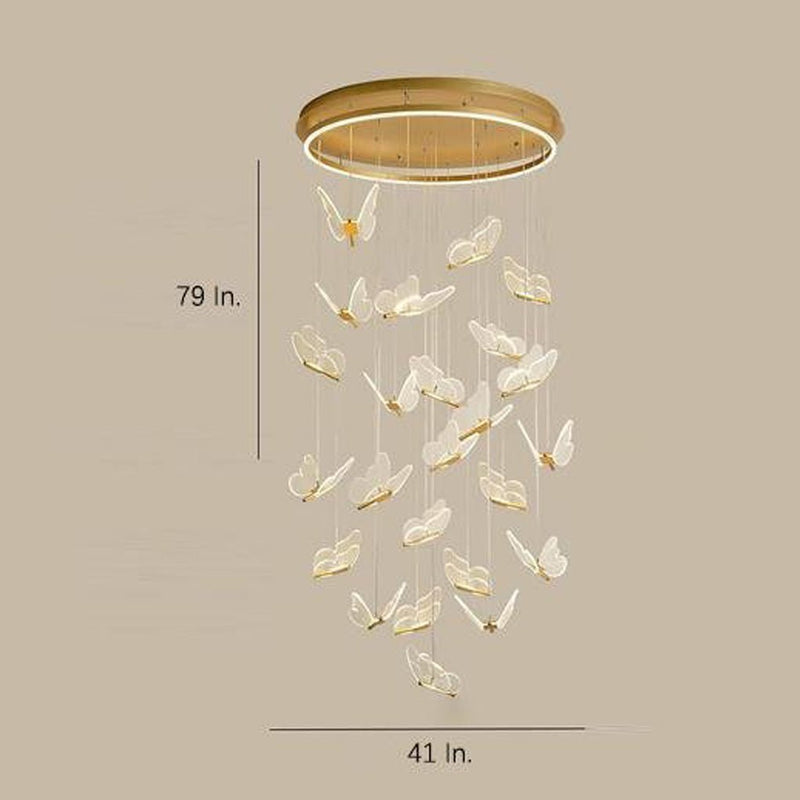 Butterfly Shaped LED Pendant Light - Acrylic & Metal Island Ceiling Fixture for Living Room