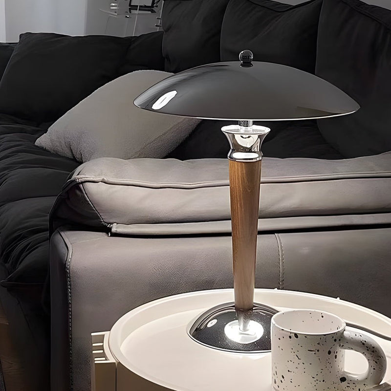 Chrome Mushroom Umbrella Table Lamp with 3-Step LED Lighting - Modern Home Decor Accent
