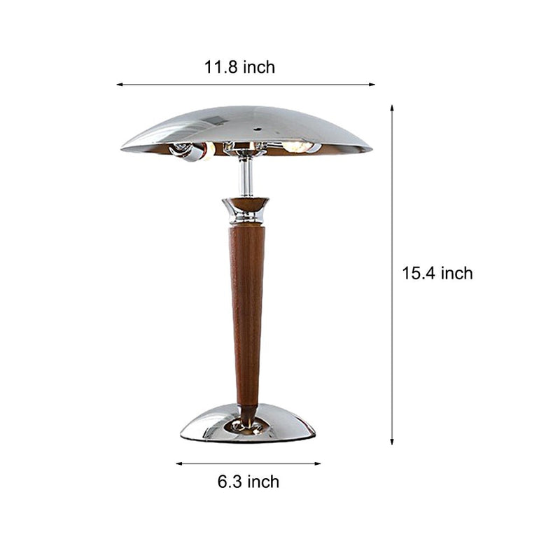 Chrome Mushroom Umbrella Table Lamp with 3-Step LED Lighting - Modern Home Decor Accent