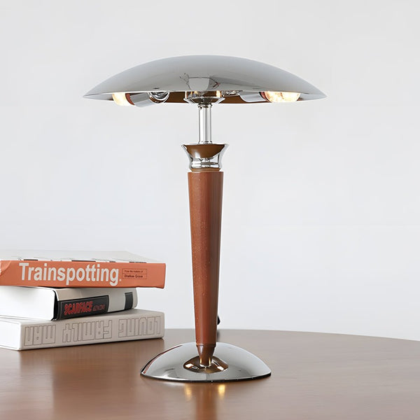 Chrome Mushroom Umbrella Table Lamp with 3-Step LED Lighting - Modern Home Decor Accent
