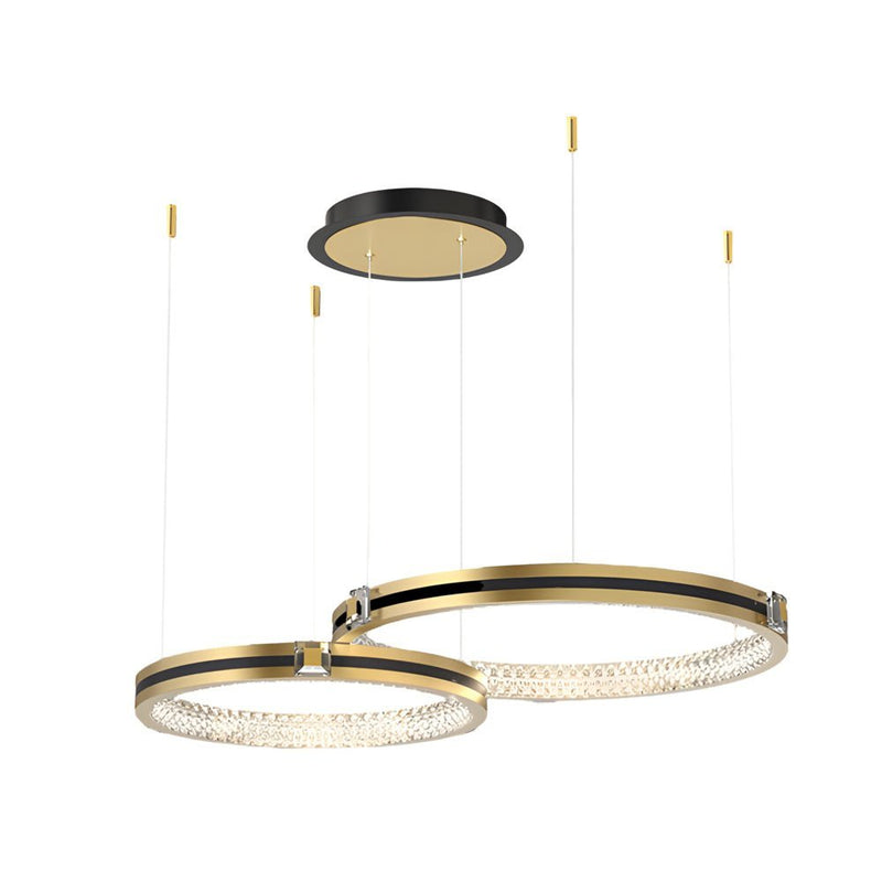 Brushed Gold Modern Ceiling Light Fixture - Circular Rings with Three-Step Dimming