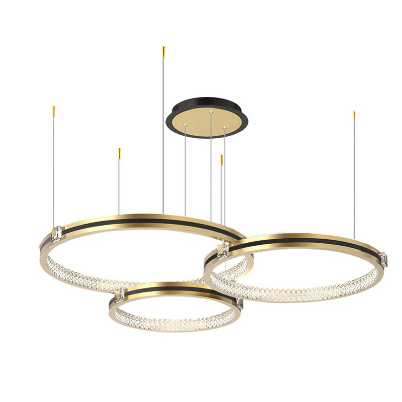 Brushed Gold Modern Ceiling Light Fixture - Circular Rings with Three-Step Dimming