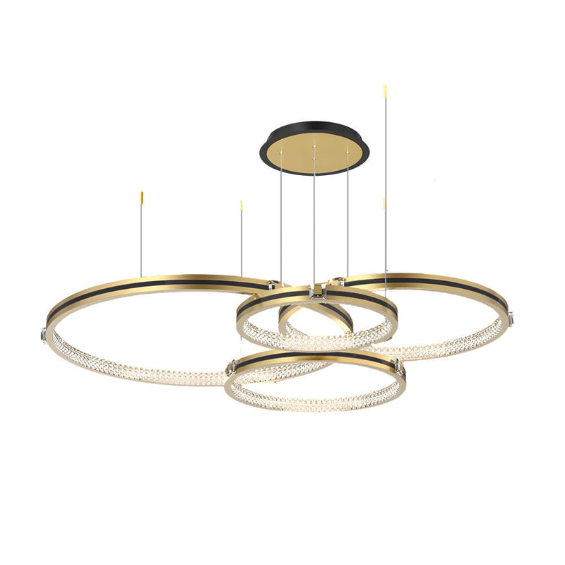 Brushed Gold Modern Ceiling Light Fixture - Circular Rings with Three-Step Dimming