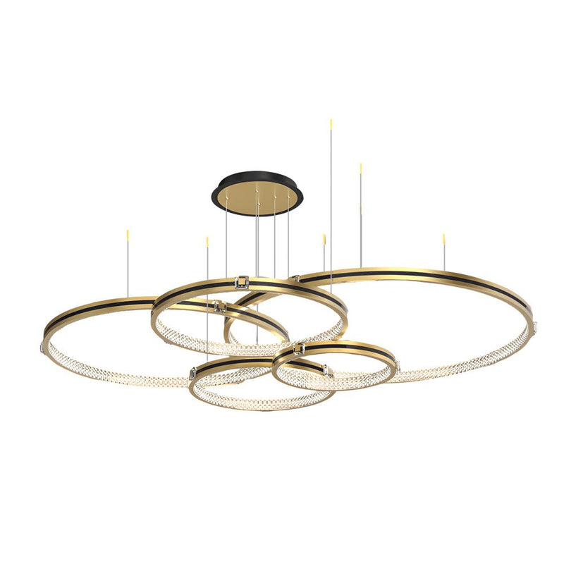 Brushed Gold Modern Ceiling Light Fixture - Circular Rings with Three-Step Dimming