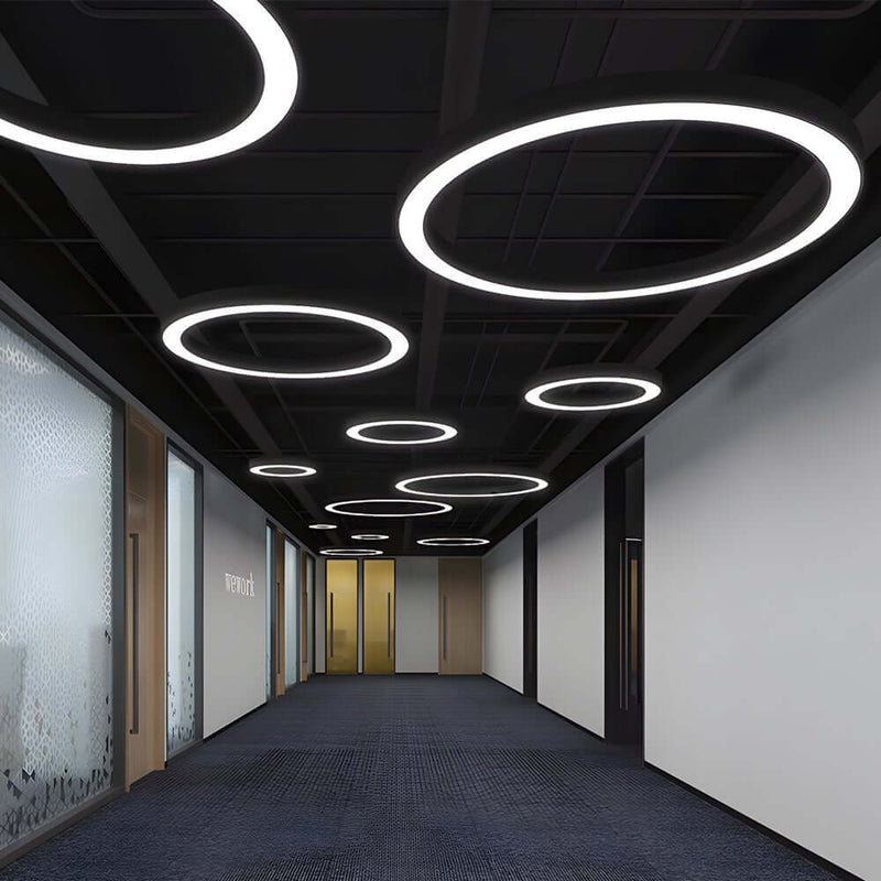 Modern Round LED Pendant Light - Suspended Profile Light for Offices & Gyms | Stylish Hanging Fixture