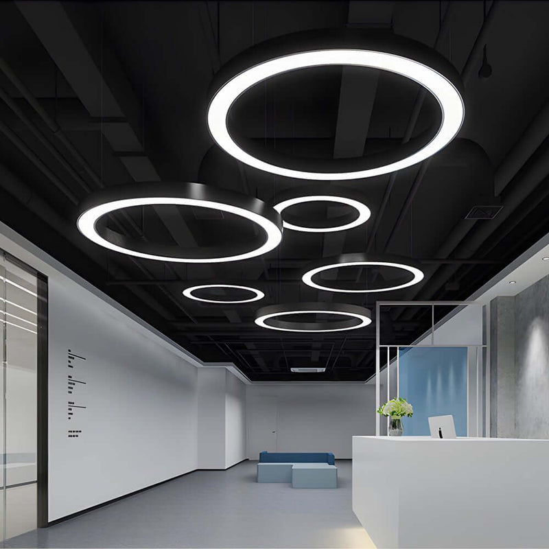 Modern Round LED Pendant Light - Suspended Profile Light for Offices & Gyms | Stylish Hanging Fixture