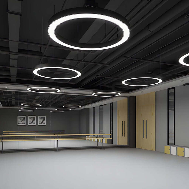 Modern Round LED Pendant Light - Suspended Profile Light for Offices & Gyms | Stylish Hanging Fixture