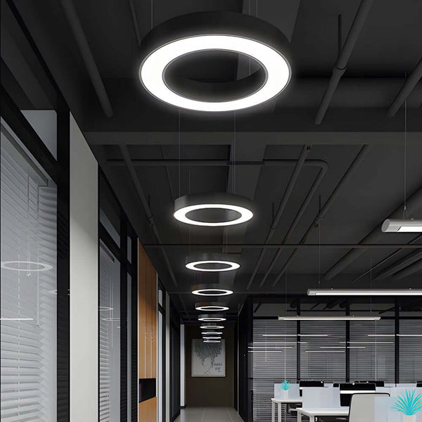 Modern Round LED Pendant Light - Suspended Profile Light for Offices & Gyms | Stylish Hanging Fixture