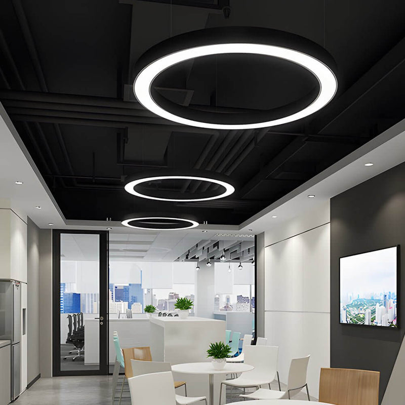 Modern Round LED Pendant Light - Suspended Profile Light for Offices & Gyms | Stylish Hanging Fixture