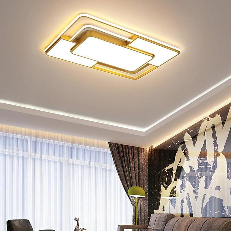 Modern Square LED Geometric Flush Mount Ceiling Light for Bedroom - Energy Efficient Lighting Fixture