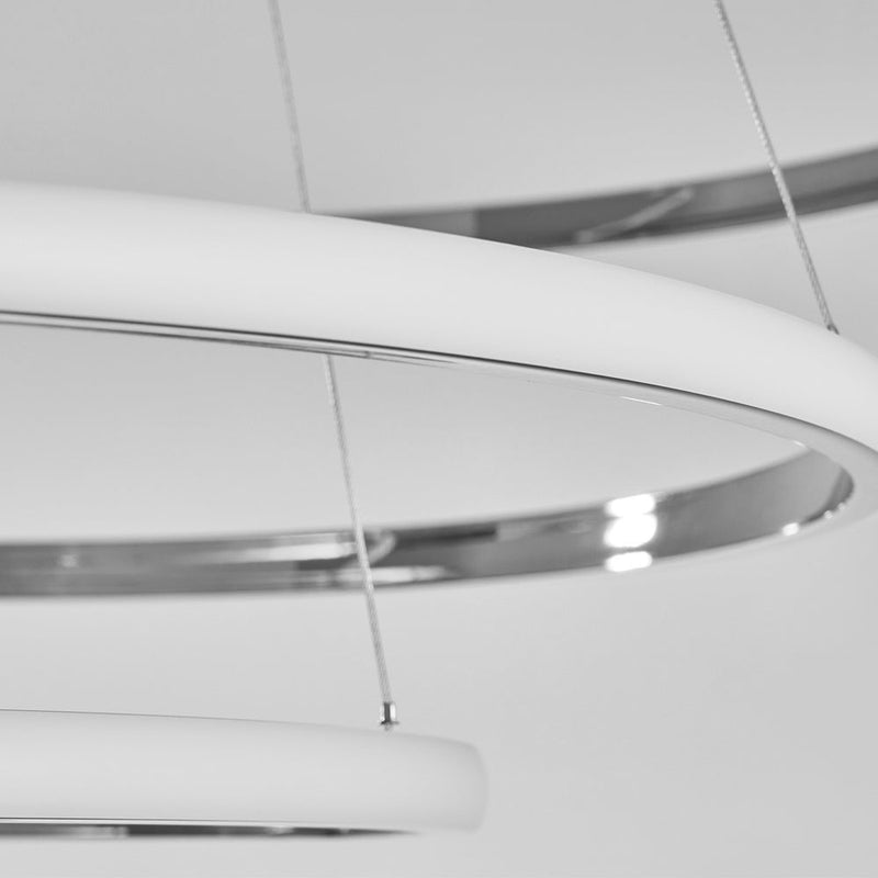 Modern 3/4-Light Tiered Ring Chandelier - Stylish Chrome Hanging Fixture for Contemporary Spaces