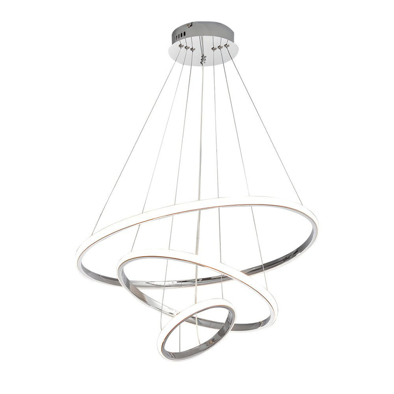 Modern 3/4-Light Tiered Ring Chandelier - Stylish Chrome Hanging Fixture for Contemporary Spaces