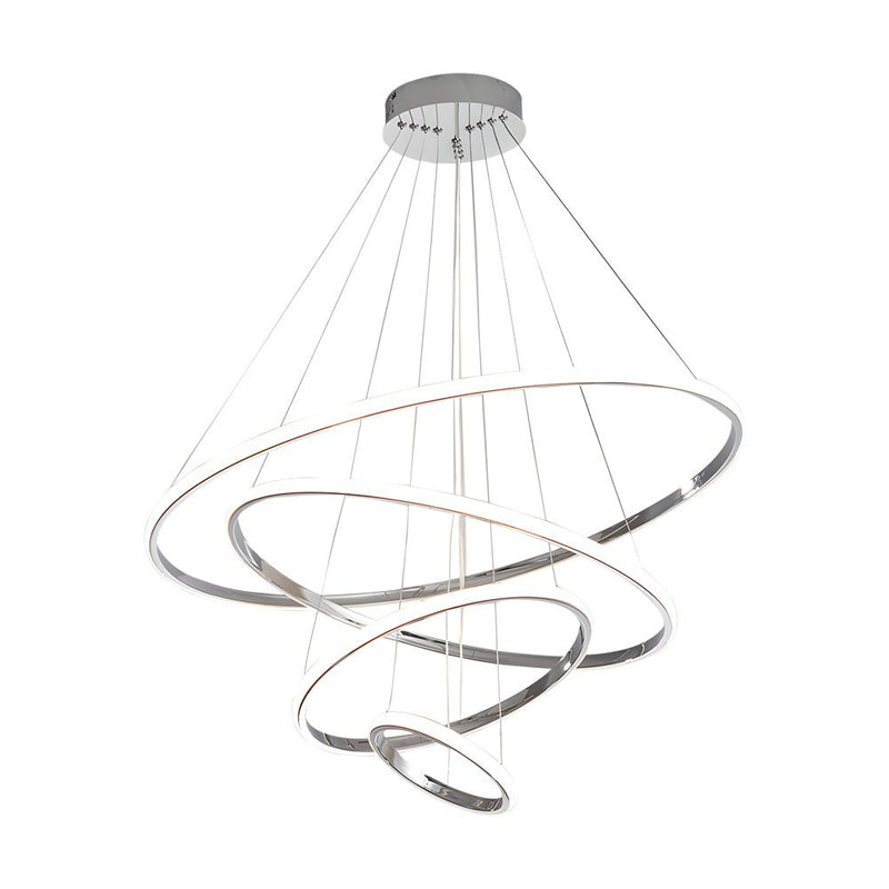Modern 3/4-Light Tiered Ring Chandelier - Stylish Chrome Hanging Fixture for Contemporary Spaces