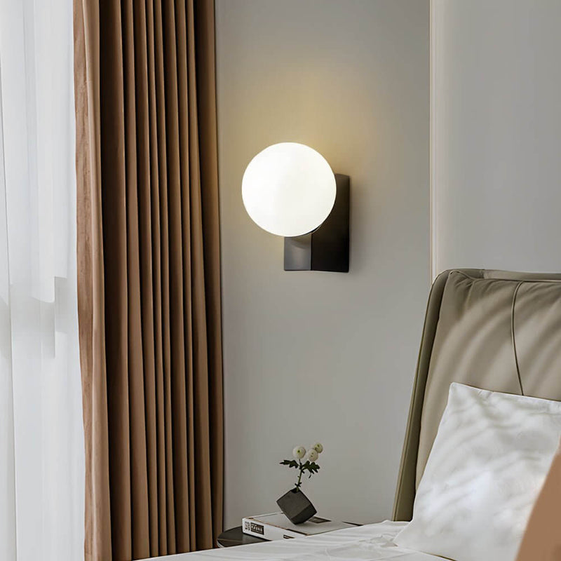 Dimmable Cream White Glass Ball LED Wall Light - Elegant Modern Lighting Fixture for Home Decor