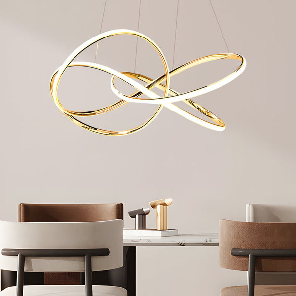 Modern LED Chandelier with Creative Circular Curved Lines - 3-Step Dimming Feature