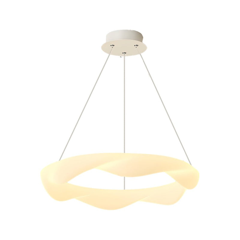 Modern Chandelier with Creative Cream Designer Rings - 3-Step Dimming Feature